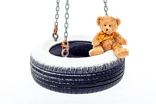 毛绒玩具,熊,轮胎秋千