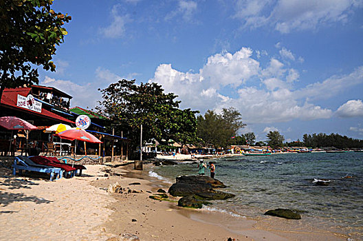 海滩,柬埔寨,亚洲