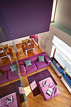 风景,夹楼,紫色,沙发,土耳其,木地板,现代家居