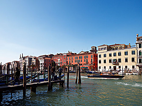 大运河,船,小船,威尼斯,威尼托,意大利,欧洲