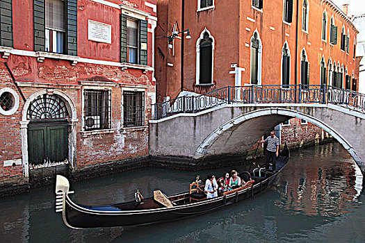 意大利,威尼斯,运河,场景,小船,游客