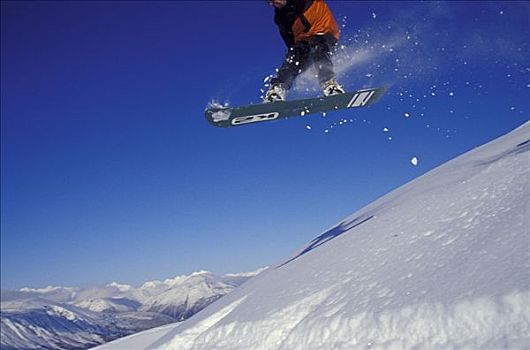 滑雪板玩家,空气,山,阿拉斯加