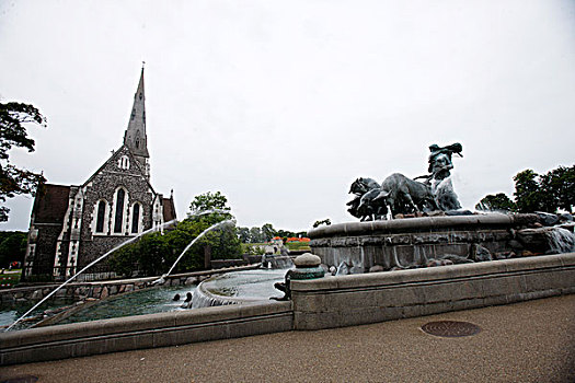 denmark,公牛,喷泉,哥本哈根,丹麦