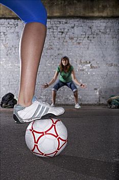 女人,玩,足球