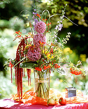花束,葱属植物,浆果,玻璃花瓶