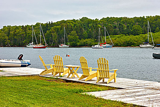 草坪椅,水岸,胸罩,湖,布雷顿角,新斯科舍省,加拿大