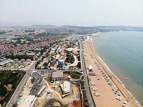 航拍辽宁大连金石滩黄金海岸,金石滩国家旅游度假区黄金海岸东部浴场