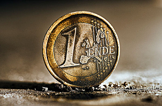 烧,1欧元,硬币,欧元,文字,德国,尾端,象征,危机