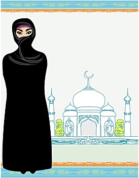 美女,穆斯林,女人,清真寺,背景