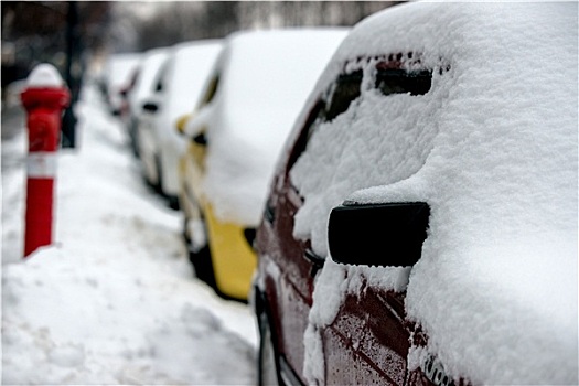 汽车,积雪,暴风雪