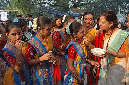 孟加拉人,教师,年糕,学生,冬天,节日,达卡,首都,孟加拉,一月,2008年