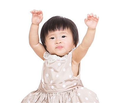 亚洲人,女婴,抬起,向上,手