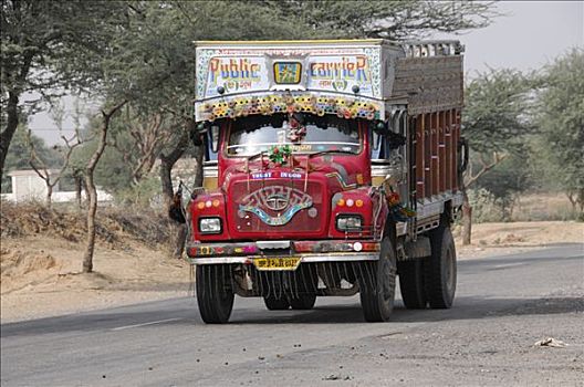 印度,卡车,途中,靠近,比卡内尔,拉贾斯坦邦,北印度,亚洲