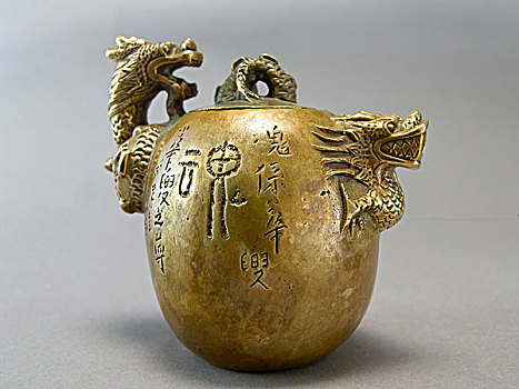 中国,茶壶,铜