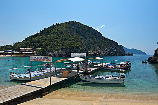 码头,旅游,船,科孚岛,爱奥尼亚群岛,希腊,欧洲