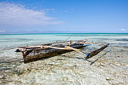 船,海滩,桑给巴尔岛,坦桑尼亚,非洲