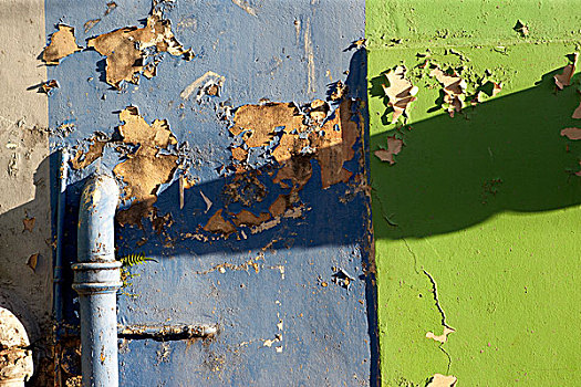 蓝色,绿色,墙壁彩绘,格林纳达,西印度群岛