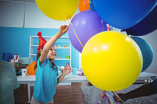 高兴,儿童,气球,生日派对