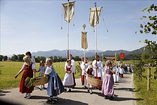 宴会,圣体节,队列,上巴伐利亚,德国
