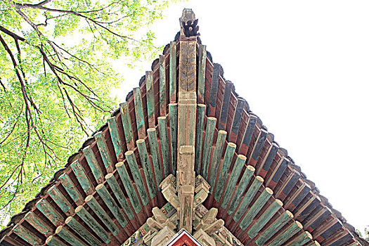 北京戒台寺木质建筑结构的屋顶
