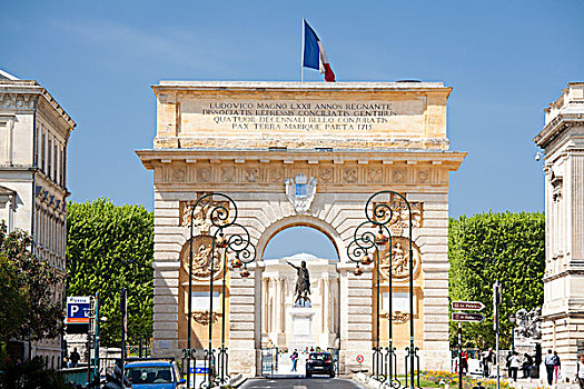 拱形,雕塑,路易十四,街道,蒙彼利埃,法國