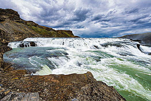 瀑布,河,豪卡德勒,冰岛,欧洲