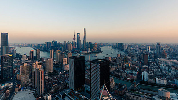 上海浦东黄昏夜景