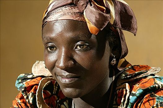 女人,肖像,穿,围巾,健康,中心,喀麦隆,非洲