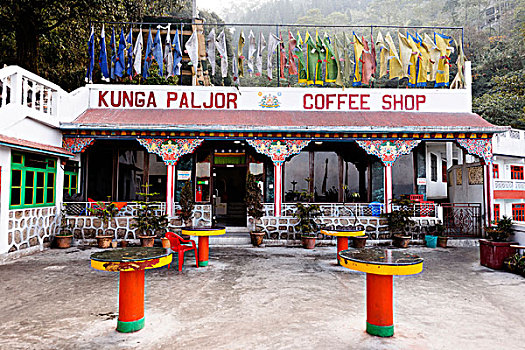 咖啡馆,喇嘛寺,靠近,大吉岭