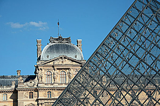 巴黎,法国,五月,卢浮宫,特写,外景,上方,展示,留白,最大,博物馆