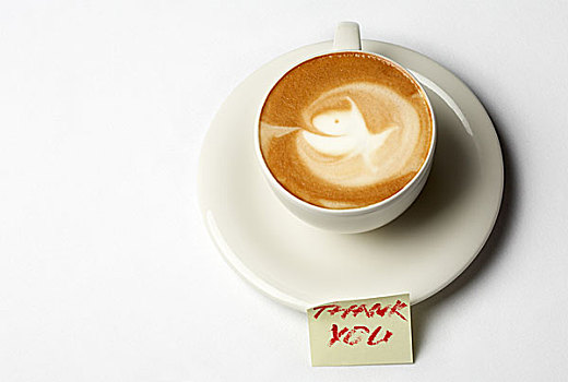 咖啡师,咖啡杯,感谢,留言