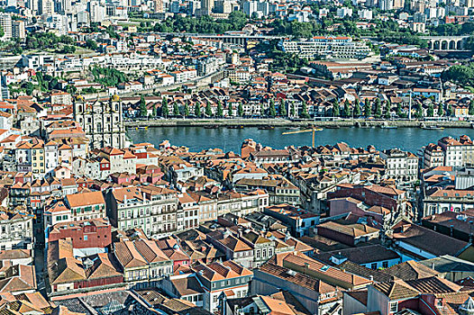 葡萄牙,波尔图,俯视,中心,屋顶,杜罗河,欧洲,河,大幅,尺寸