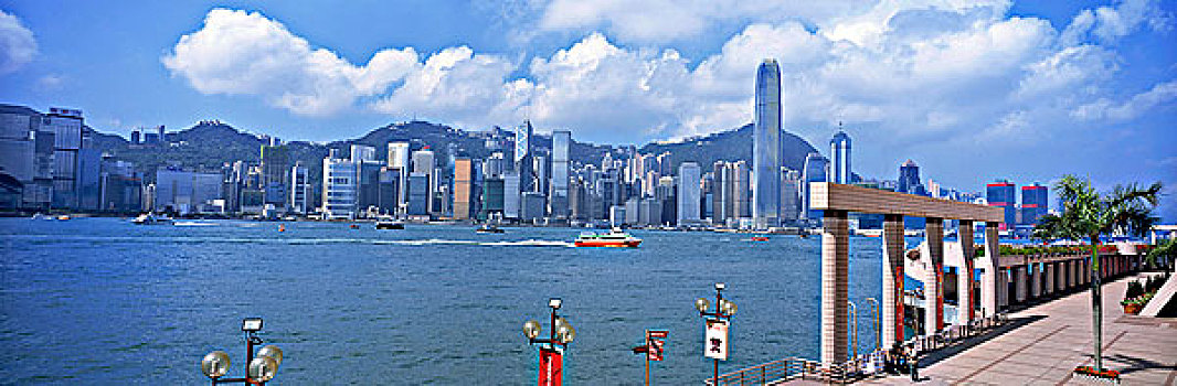 香港,天际线,全景,水岸,散步场所