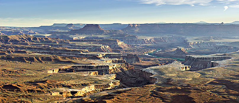 岩石构造,白色,边缘,草地,河,俯瞰,岛屿,空中,峡谷地国家公园,犹他,美国,北美