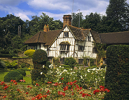 英格兰,萨里,萨顿,半木结构,屋舍,花园