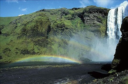彩虹,瀑布,冰岛,欧洲