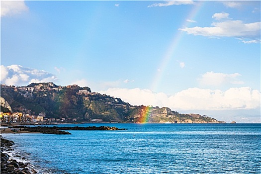纳克索斯岛,胜地,彩虹,爱奥尼亚海