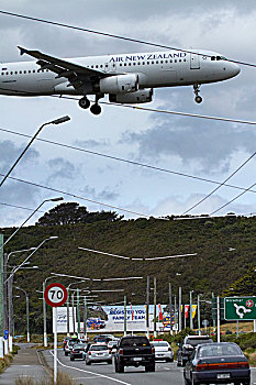 空气,新西兰,空中客车,a320,降落,惠灵顿,国际机场,北岛