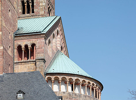 施佩耶尔,大教堂,局部,建筑,圆屋顶,莱茵兰普法尔茨州,德国,欧洲