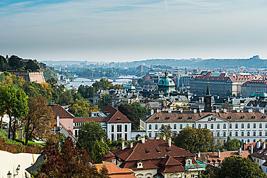 俯瞰,上方,布拉格,布拉格城堡,捷克共和国,欧洲
