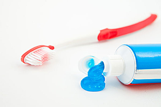 牙膏,蓝色,白色背景