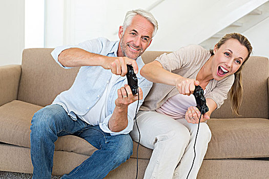 幸福伴侣,乐趣,沙发,玩电玩