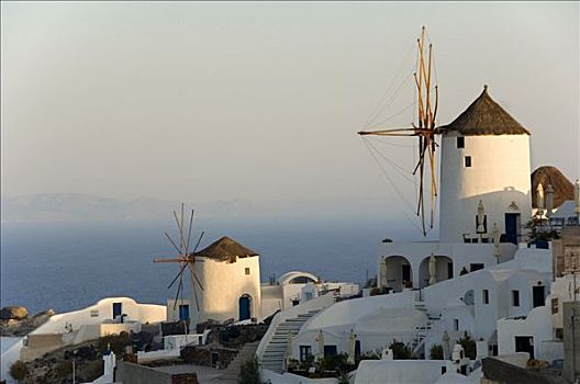 风车,锡拉岛,基克拉迪群岛,爱琴海,希腊