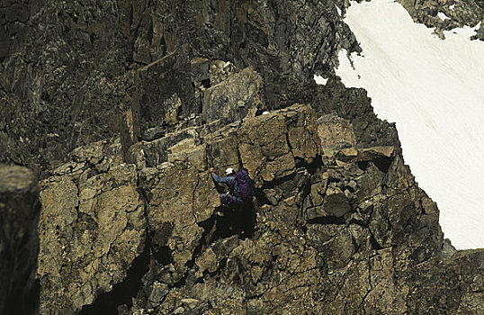 俯拍,一个人,登山,加利福尼亚,美国