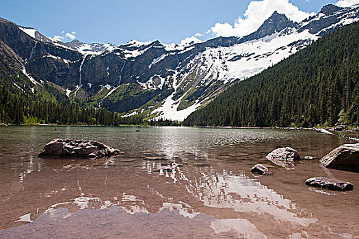 雪崩,湖,冰川国家公园,蒙大拿,美国