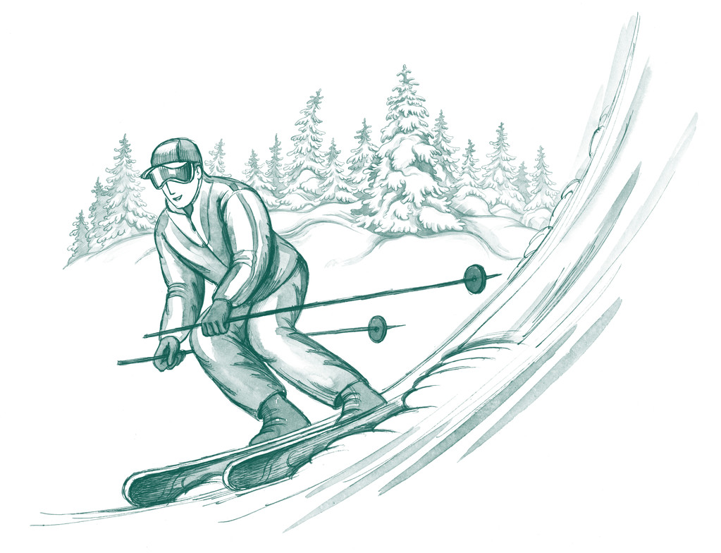 自由滑雪怎么画图片