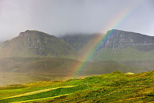 彩虹,正面,山,斯凯岛,苏格兰,英国,欧洲