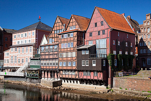 半木结构房屋,河,老城,德国,欧洲