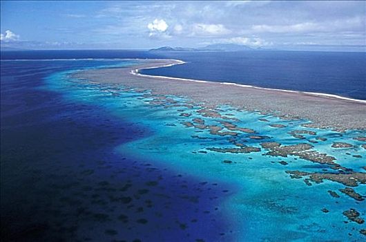 斐济,俯视,瓦卡亚岛,珊瑚礁