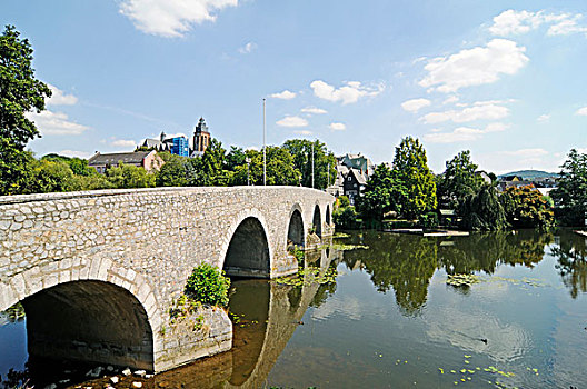 桥,上方,河,大教堂,历史,中心,黑森州,德国,欧洲